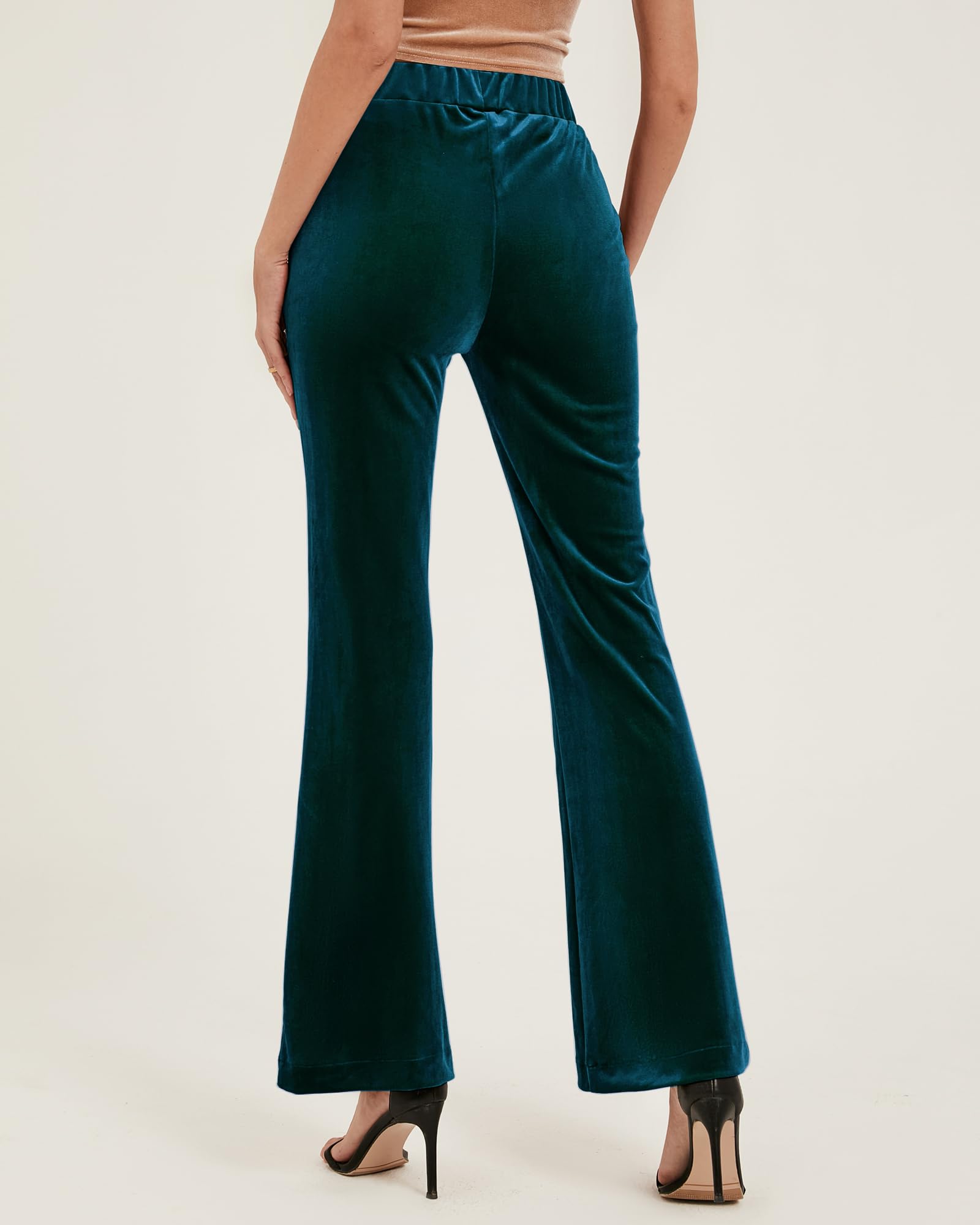 COLLECTORS CLUB Women's Green Velvet Elastic Waist Cropped Pants - UK 36 / US 4