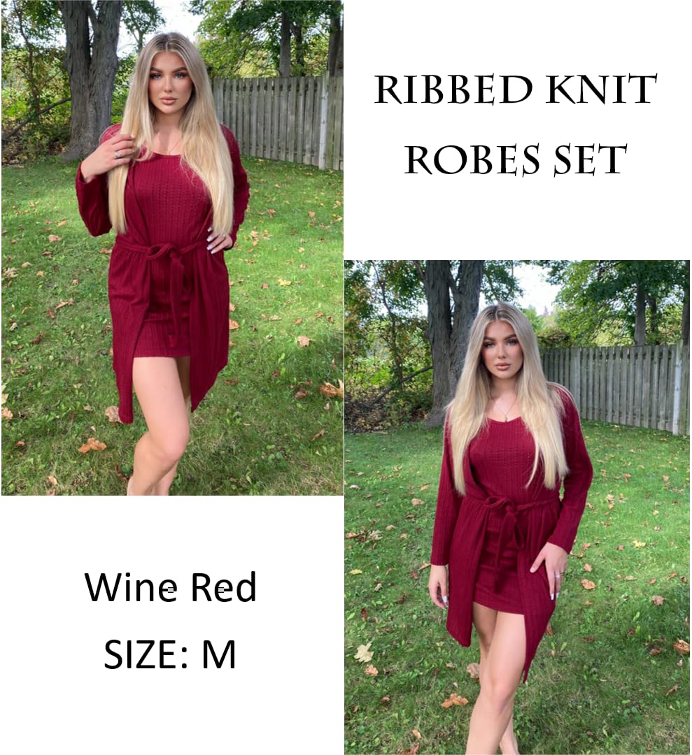 Thinner Ripon Robe Robe sets rib knit bodycon nightgown with Robe